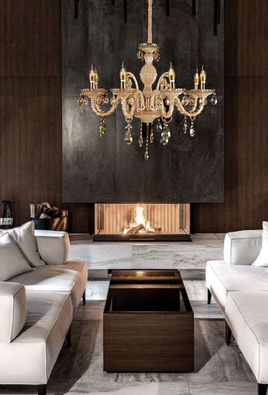 Light House Metal +Glass Material Amber Finished Chandelier