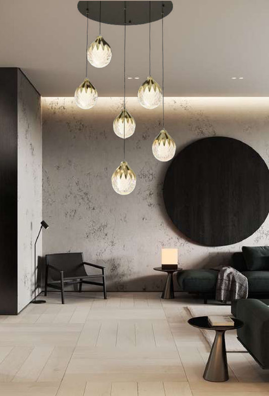 Light House Metal +Acralyc Material Gold Finished Chandelier