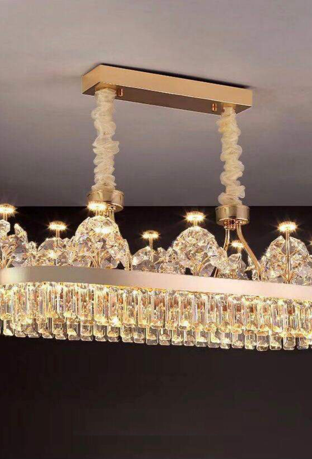 Light House Metal + Crystal Material Gold Finished Chandelier