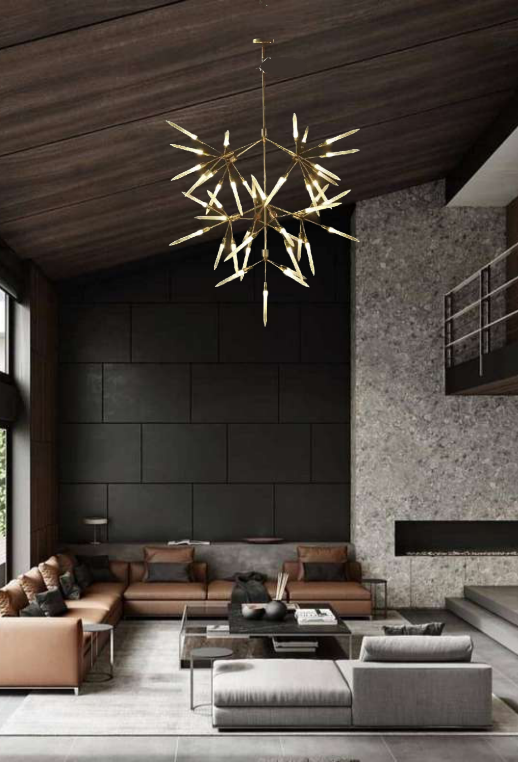 Light House Metal_Acrylic Material Brass Gold Finished Roof Light