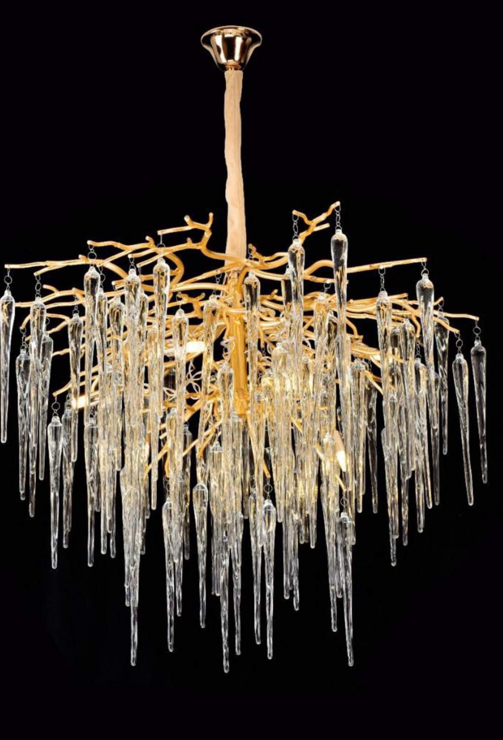 Light House Metal+Crystal Glass Material Gold + Clear Finished Chandelier