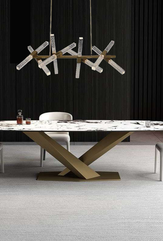 Light House Metal+Acralyc Material Brass Finished Chandelier