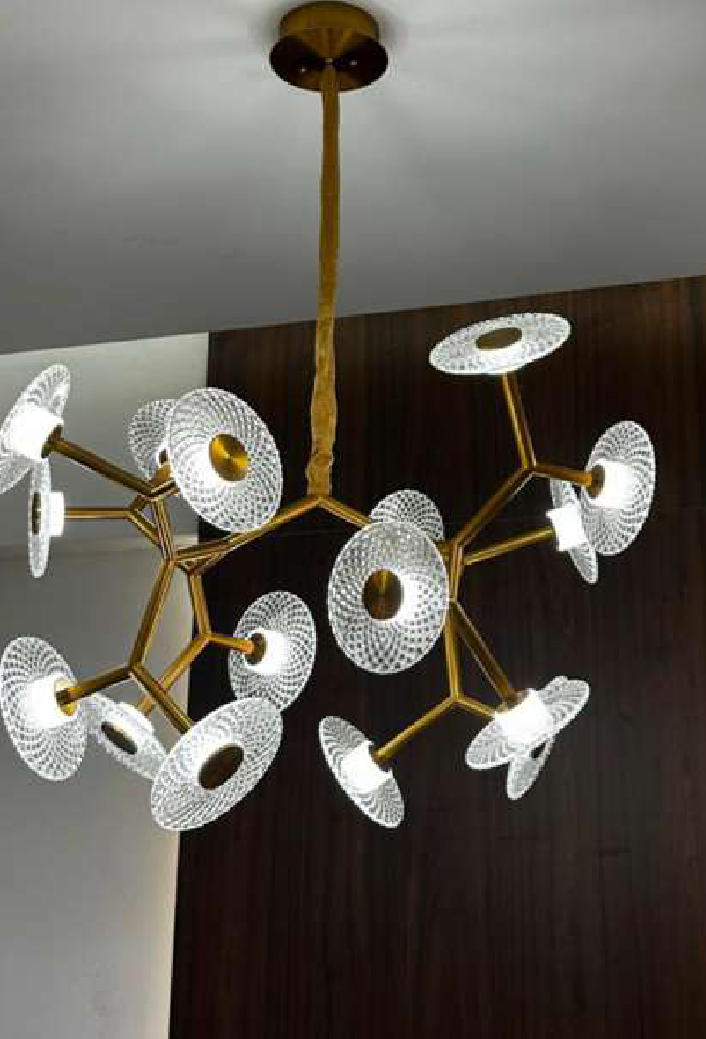 Light House Metal+ Glass Material Brass Finished Chandelier