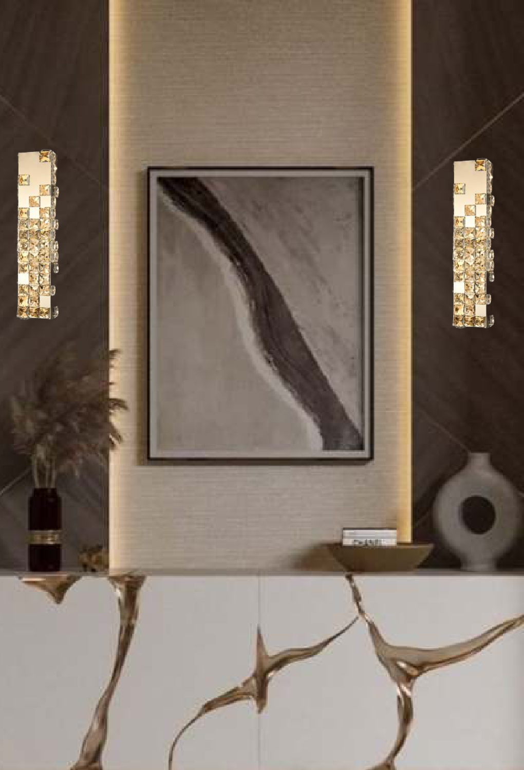 Light House Ss+ Crystal Material Ti Gold Finished Wall Light