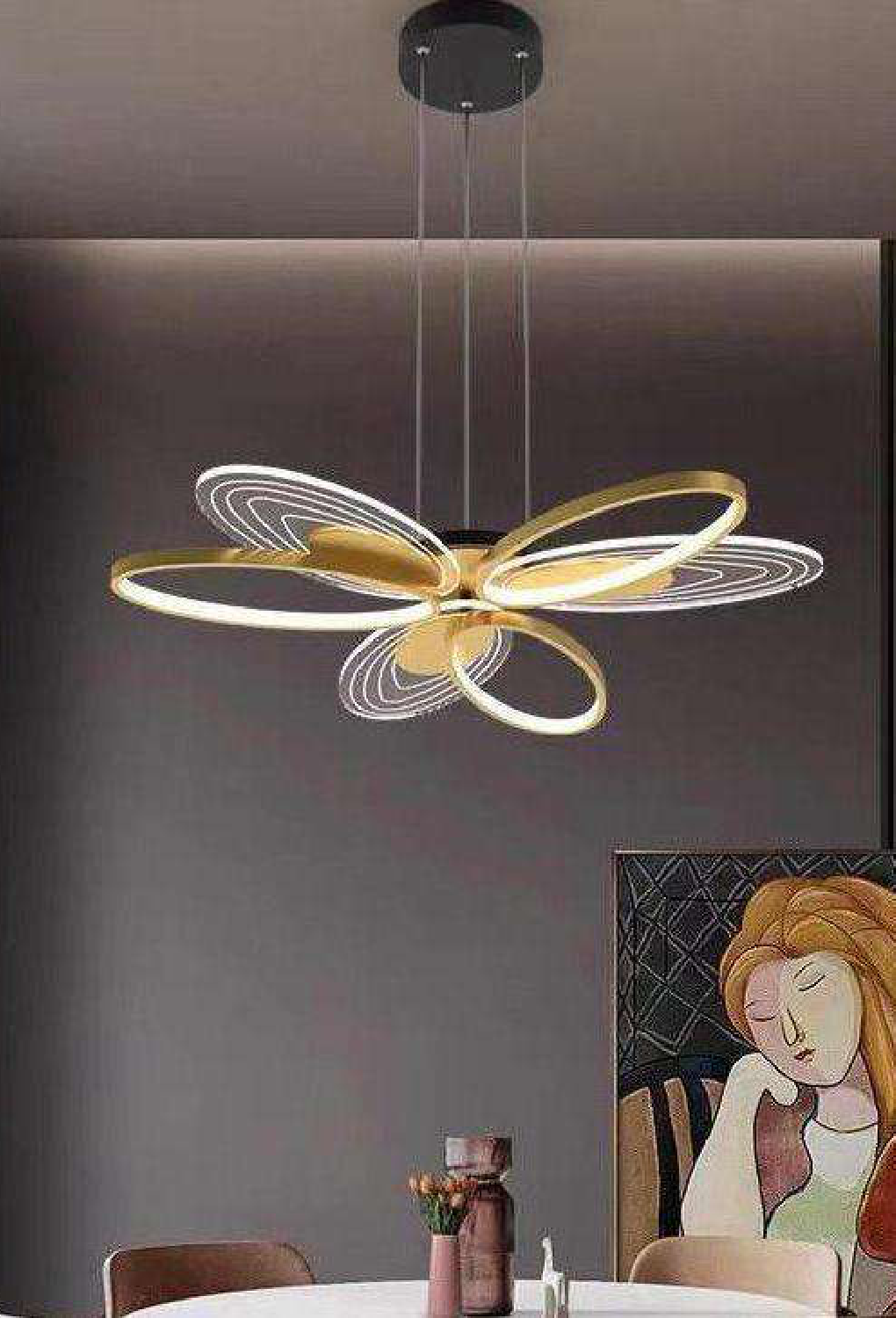 Light House Metal + Acralyc Material Gold Pc Finished Chandelier