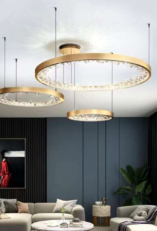 Light House Metal + Acralyc Material Brass Finished Chandelier