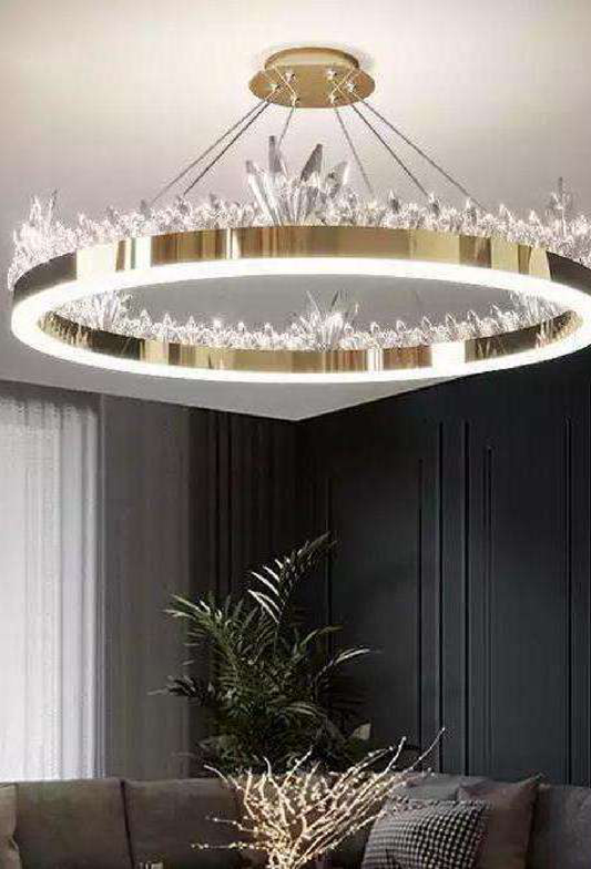 Light House Metal + Crystal Material Brass Finished Chandelier