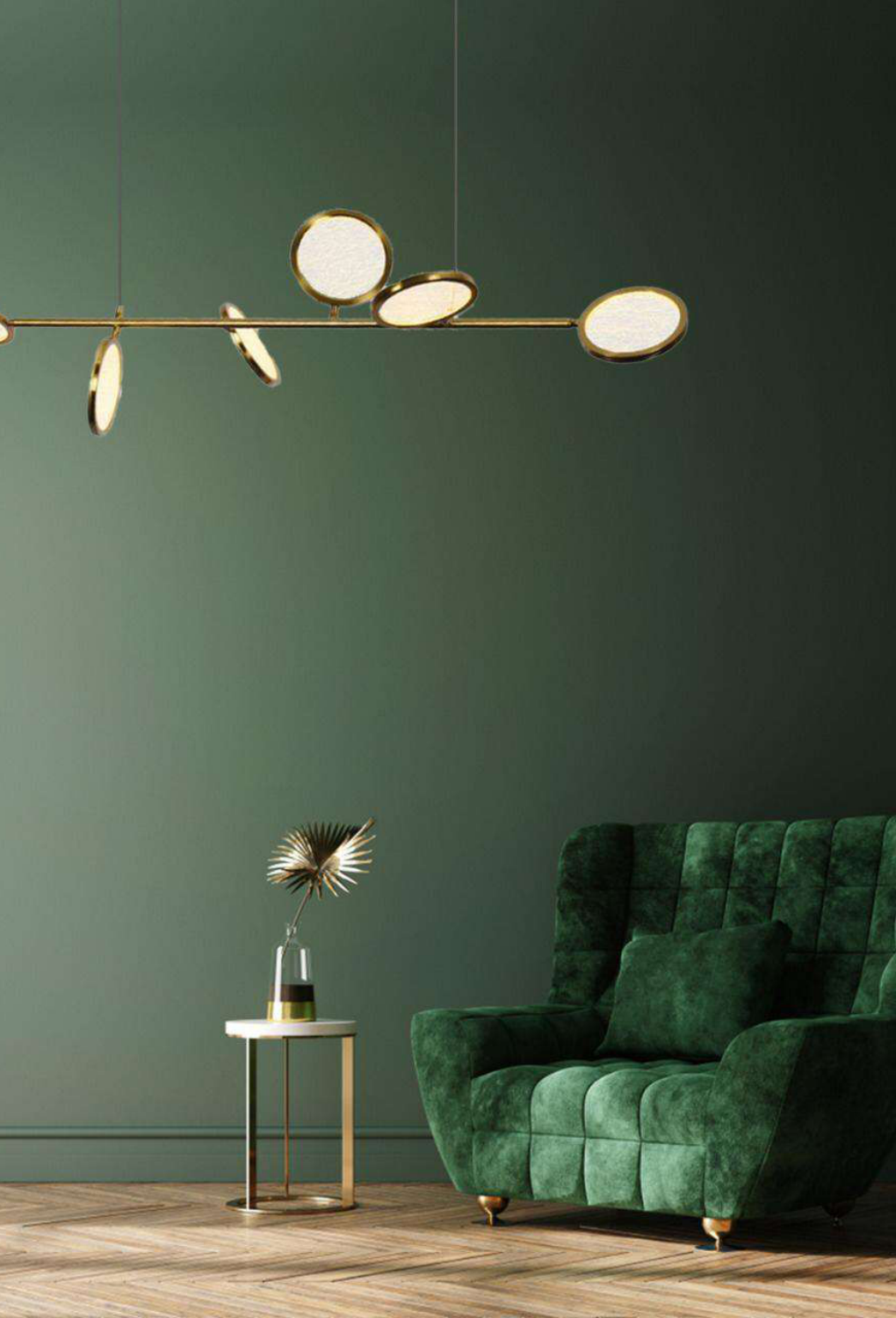 Light House Metal + Acralyc Material Brass Finished Chandelier