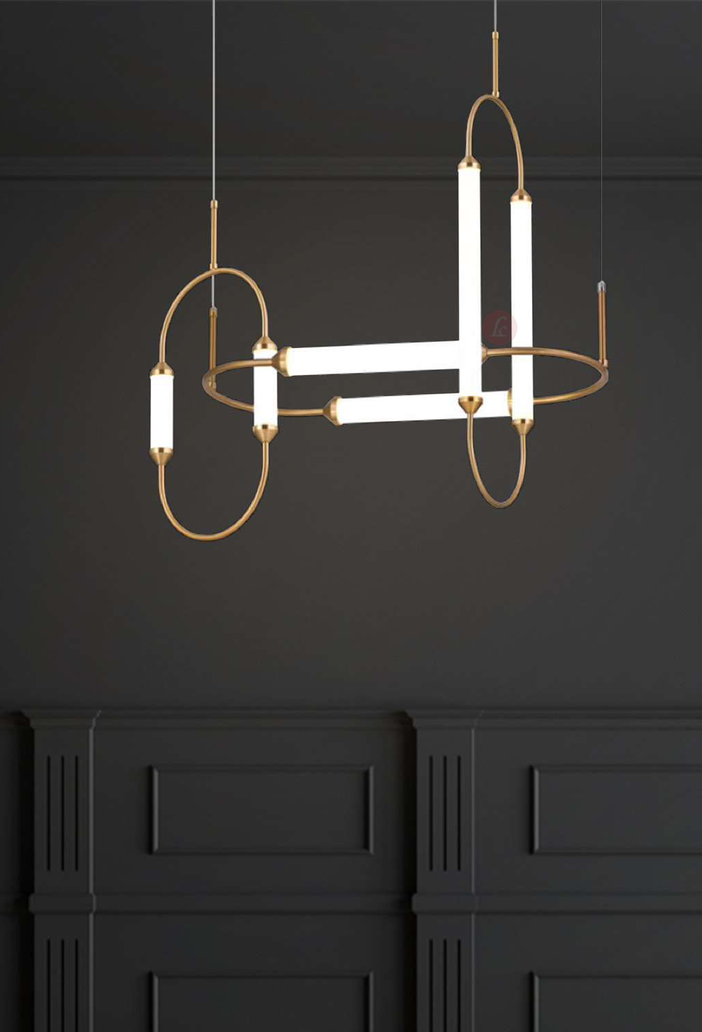 Light House Metal + Acralyc Material Brass Finished Chandelier