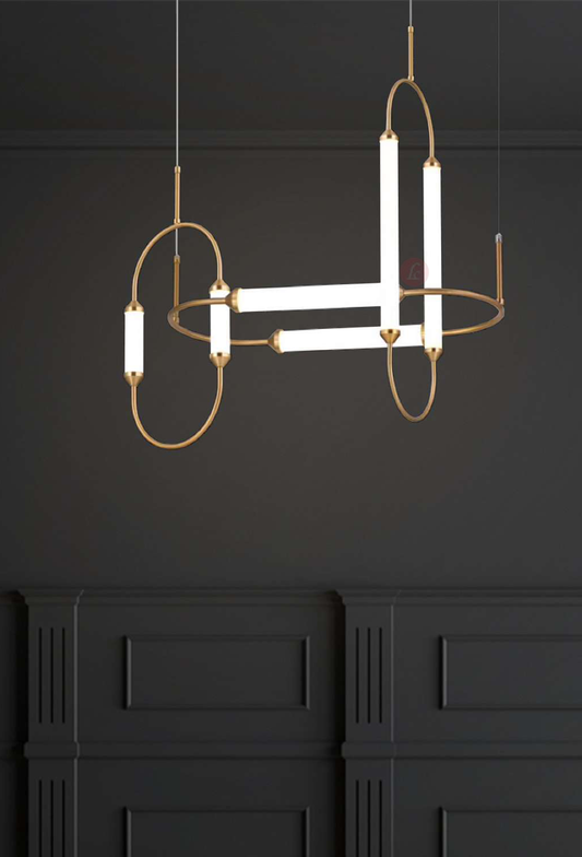 Light House Metal + Acralyc Material Brass Finished Chandelier