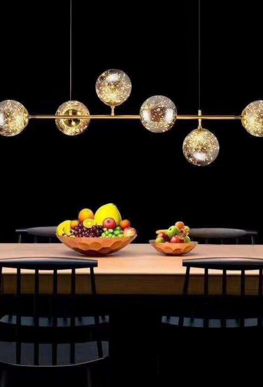 Light House Metal+ Glass Material Brass + Smk Gry/Amber Finished Chandelier