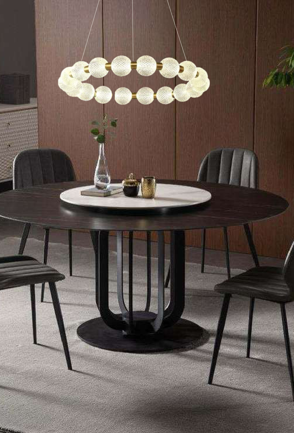 Light House Metal + Acralyc Material Rosegold Finished Chandelier