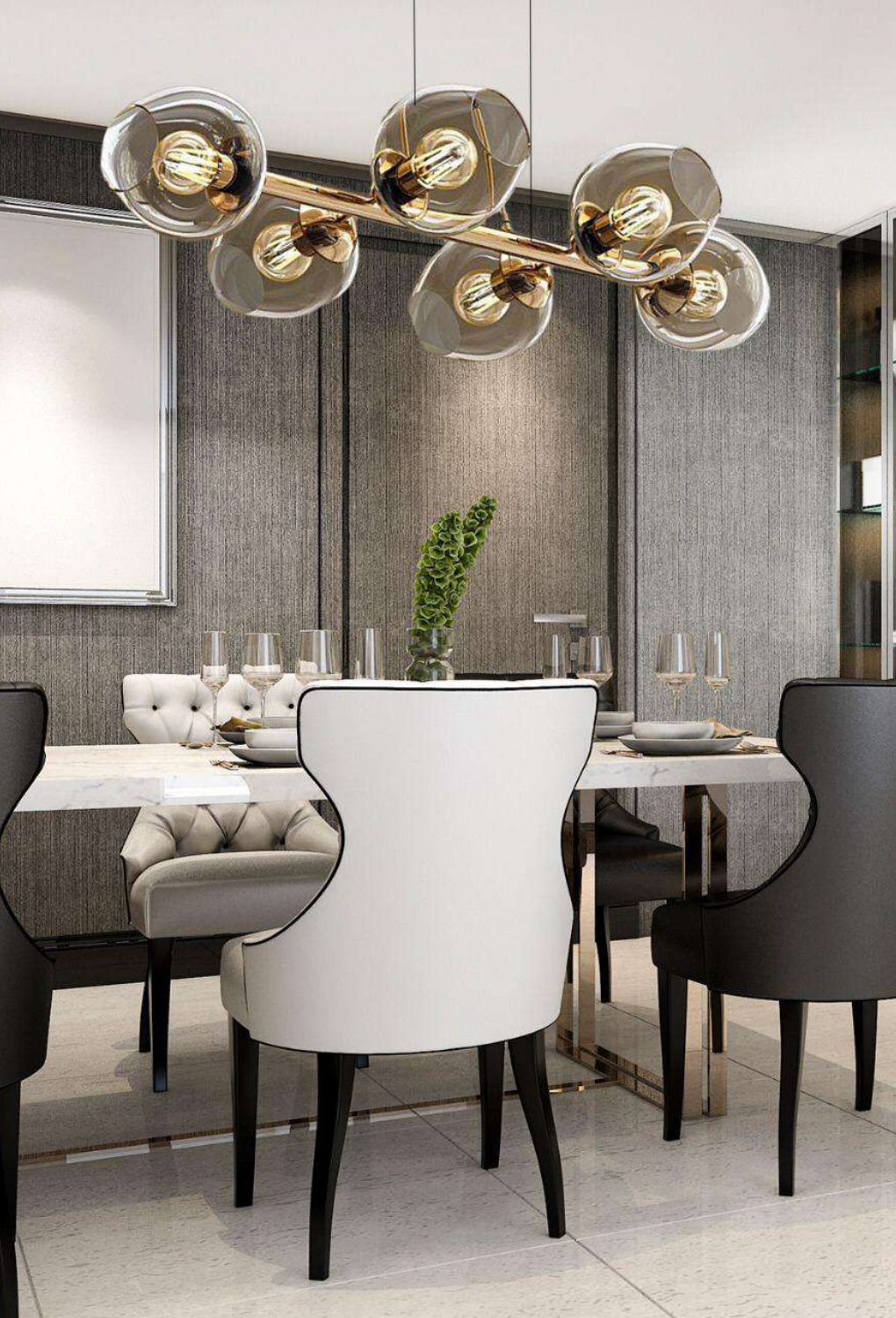 Light House Metal+Glass Material Brass+ Amber/Chrome Finished Chandelier