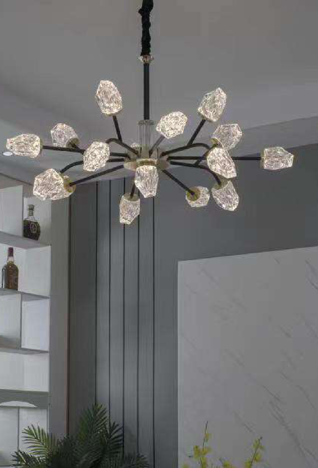 Light House Metal+ Acralyc Material Black+ Clear Finished Chandelier