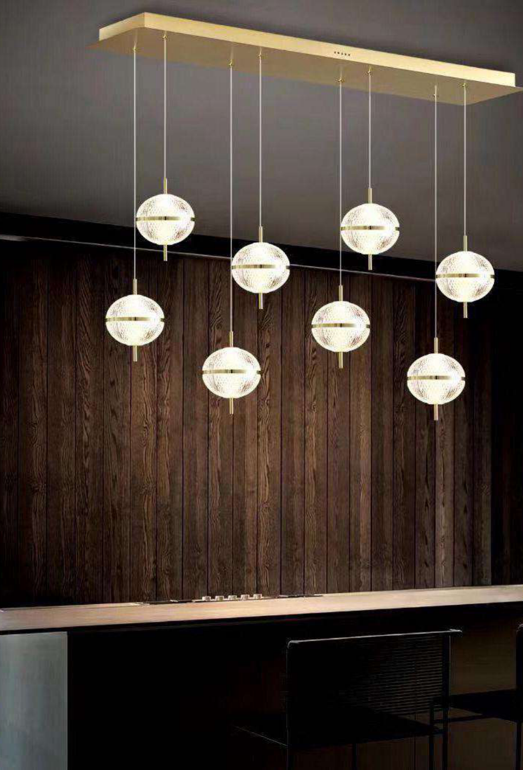 Light House Metal + Acralyc Material Gold Finished Chandelier