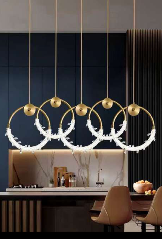 Light House Metal + Crystal Material Brass Finished Chandelier