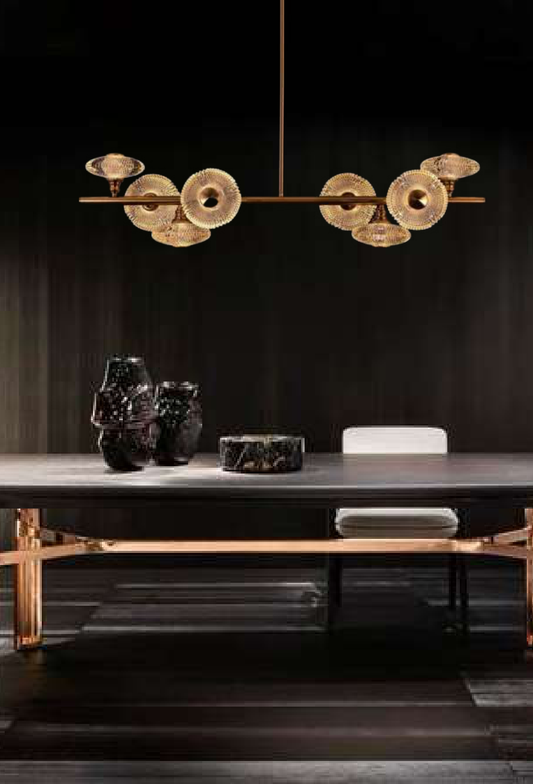 Light House Metal + Acralyc Material Brass Finished Chandelier