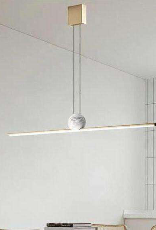 Light House Metal + Marble Material Brass+Black Finished Chandelier