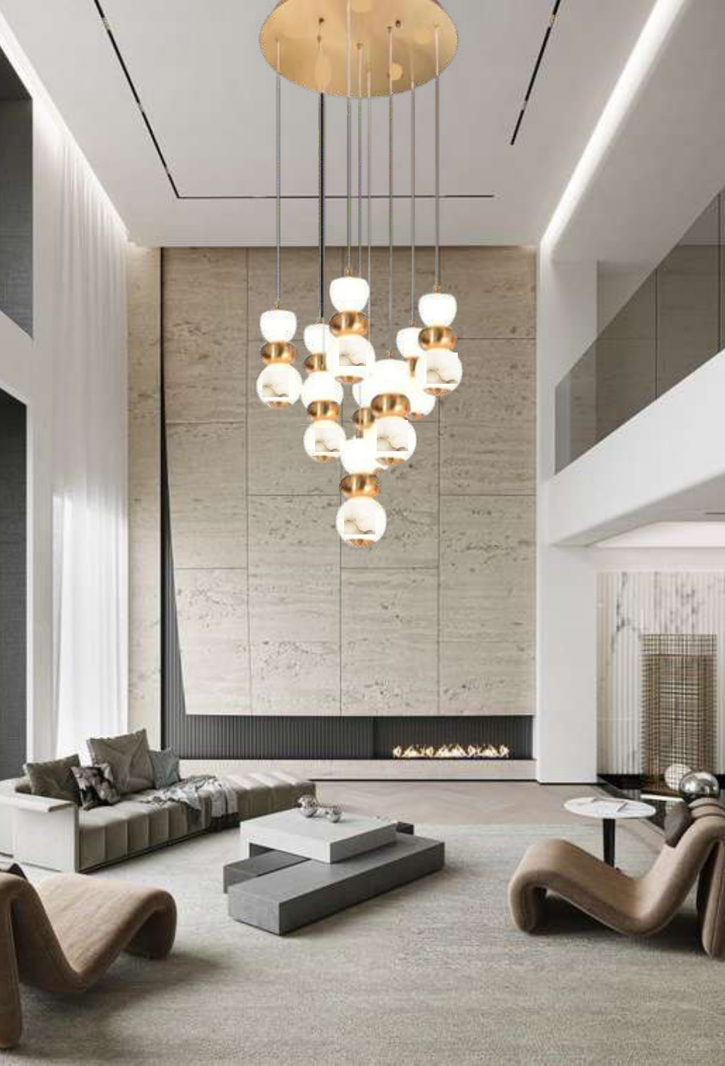 Light House Metal+Marble Material Brass Finished Roof Light