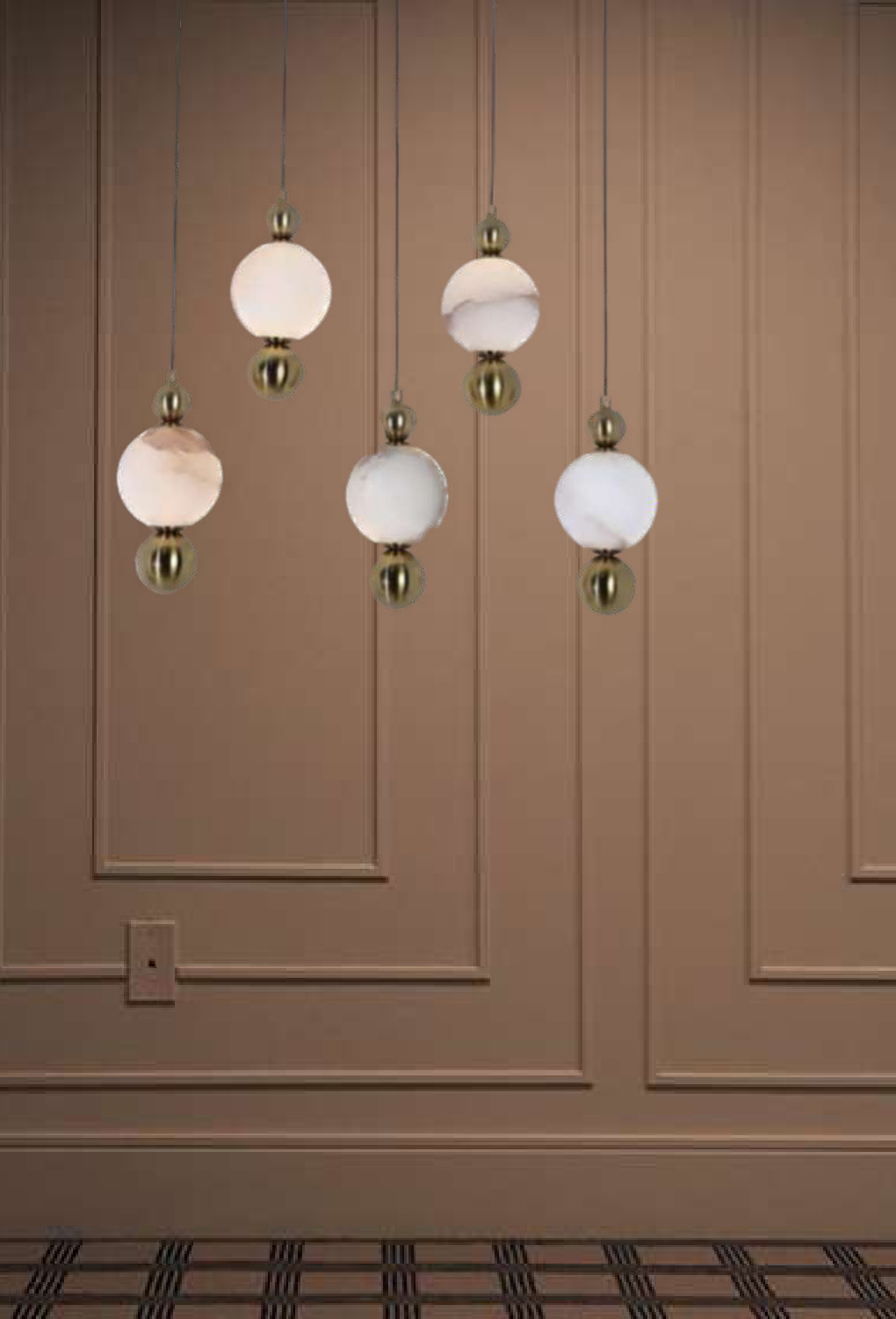 Light House Metal+Marble Material Brass Finished Chandelier