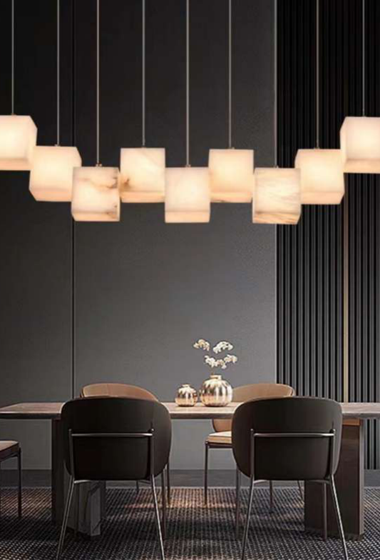 Light House Metal+Marble Material Brass Finished Chandelier