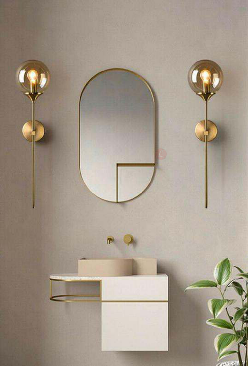 Light House Metal + Glass Material Brass + Ab Finished Wall Light