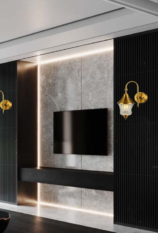 Light House Metal + Glass Material Brass Finished Wall Light