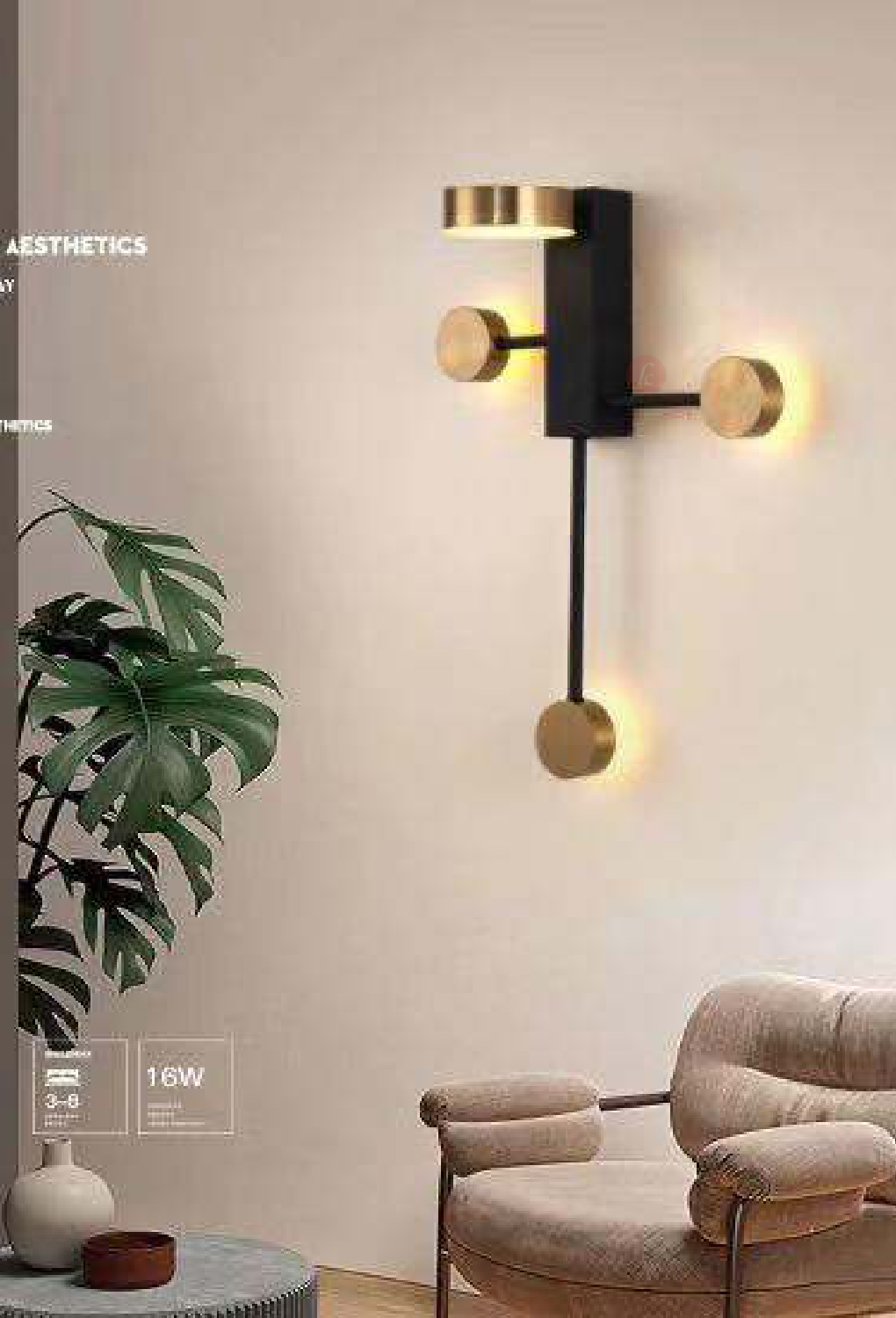 Light House Metal Material Gold + Black Finished Wall Light