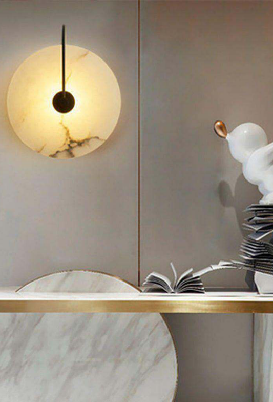Light House Metal +Marble Material Black +White Finished Wall Light