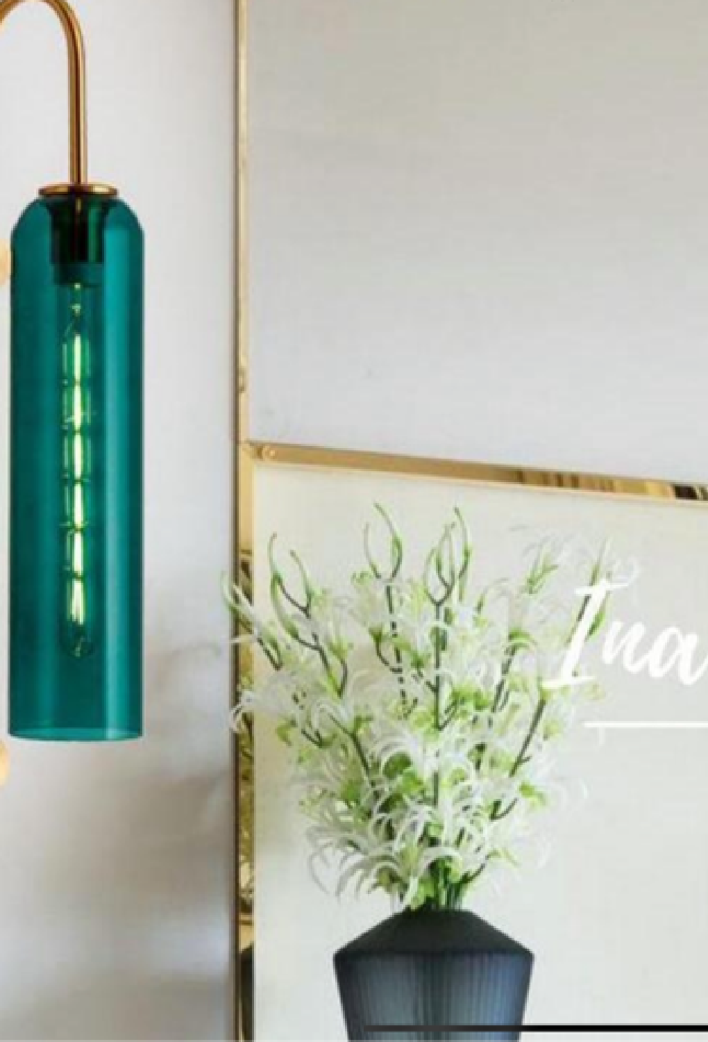 Light House Metal + Glass Material Brass + Green Finished Wall Light