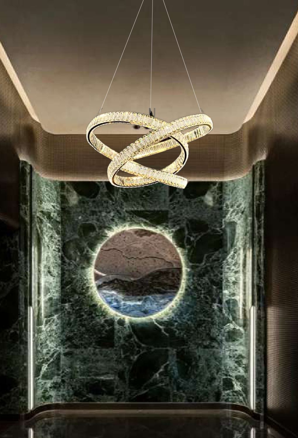 Light House Metal+ Crystal Material Gold Finished Chandelier