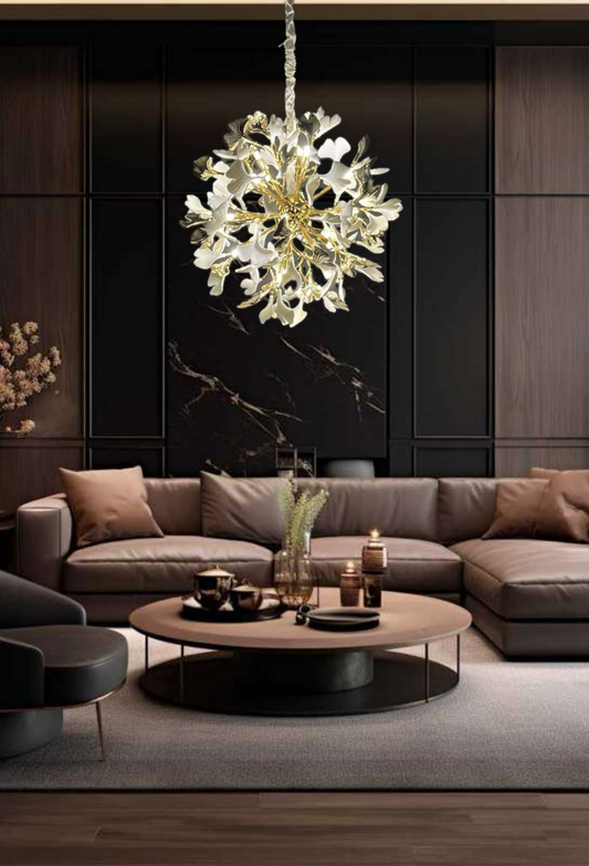 Light House Metal + Ceramic Material Gold+White Finished Chandelier