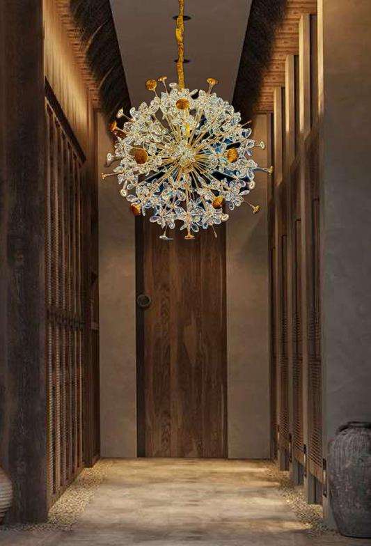 Light House Metal+ Crystal Material Gold Finished Roof Light