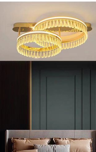 Home Light  Aluminum + Crystal    Material Gold Finished Pendent Light