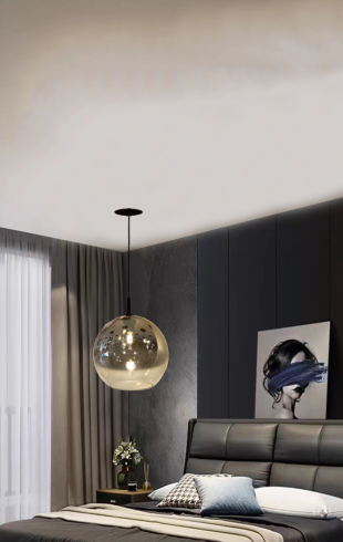 Home Light Metal + Glass Material Grey Smoky Glass Finished Hanging Light