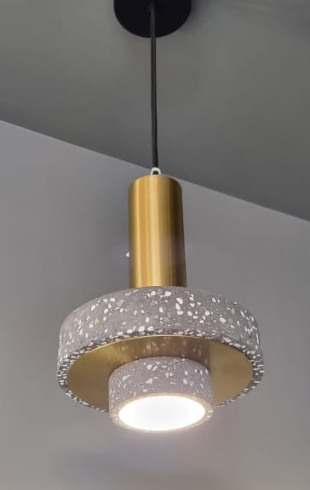 Home Light Iron + Terrazzo Material Gold + Black Finished Hanging Light