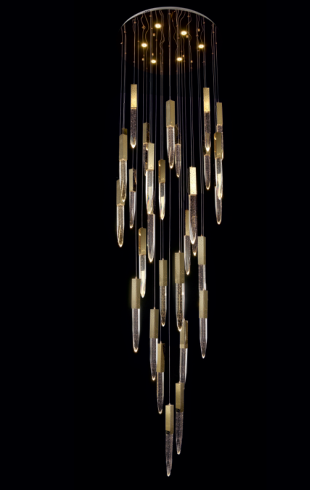 Home Light Aluminum + Crystal Material Gold Finished Roof Light