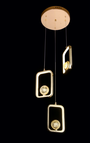 Home Light Metal + Crystal Material Gold Finished Hanging Light