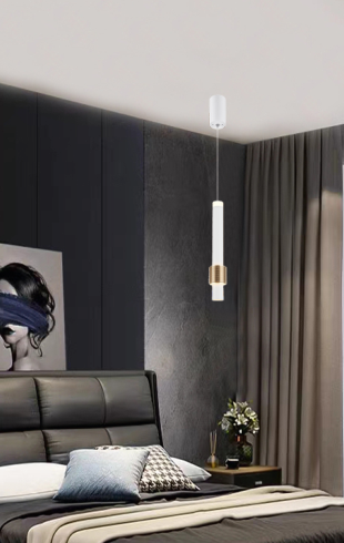 Home Light Aluminum Material White + Gold Finished Hanging Light