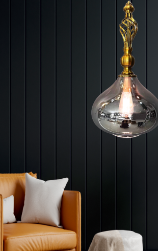 Home Light Metal + Glass Material Gray Smoky Glass Finished Hanging Light