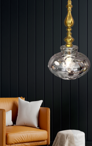 Home Light Metal + Glass Material Amber Glass Finished Hanging Light