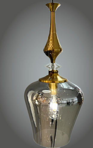 Home Light Glass + Metal Material Smoky Gray Glass Finished Hanging Light