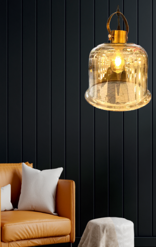 Home Light Metal + Glass Material Amber Glass Finished Hanging Light