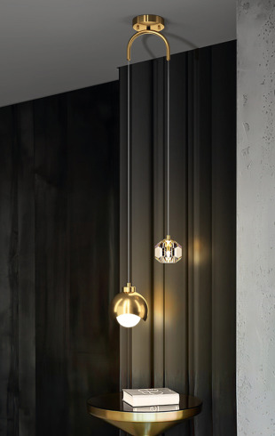 Home Light Iron + Glass Material Bronze + Milky Glass Finished Hanging Light