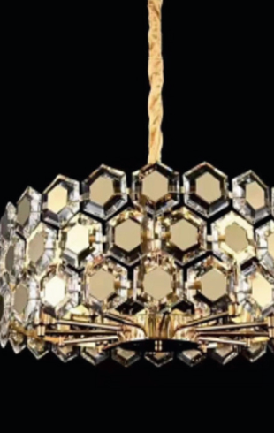 Home Light  Metal + Crystal       Material Gold Finished Pendent Light