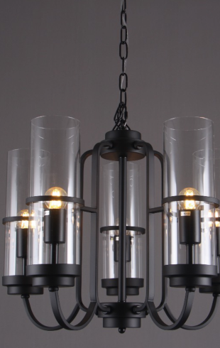 Home Light  Metal + Glass         Material Black Finished Pendent Light