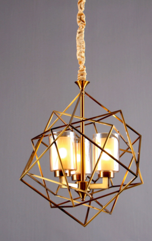 Home Light Metal + Glass Material Gab Finished Hanging Light