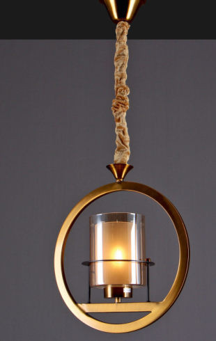 Home Light Metal + Glass Material Gab + Coffee Finished Hanging Light