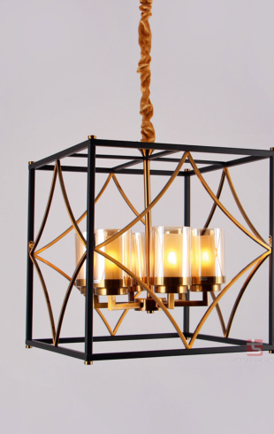 Home Light Metal + Glass Material Gab + Black Finished Hanging Light