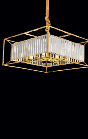 Home Light  Metal + Crystal       Material Gold Finished Pendent Light